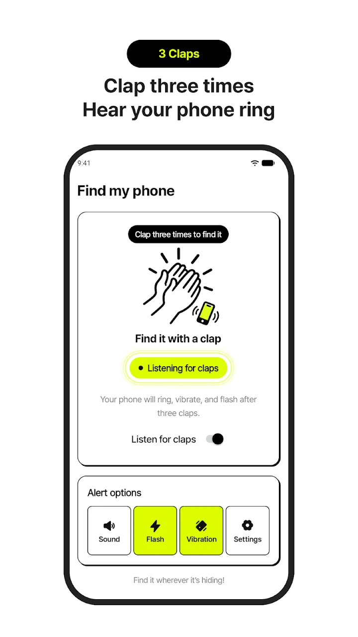 Clap detection with alert options