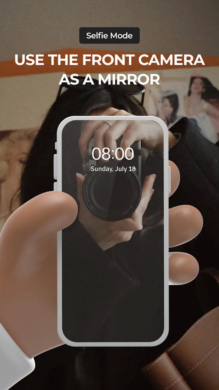 Front camera used as a mirror