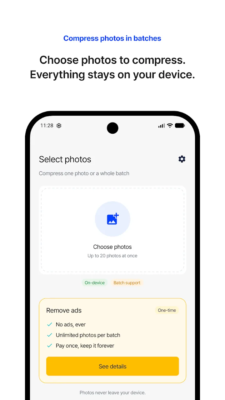 Choosing photos to compress in a batch