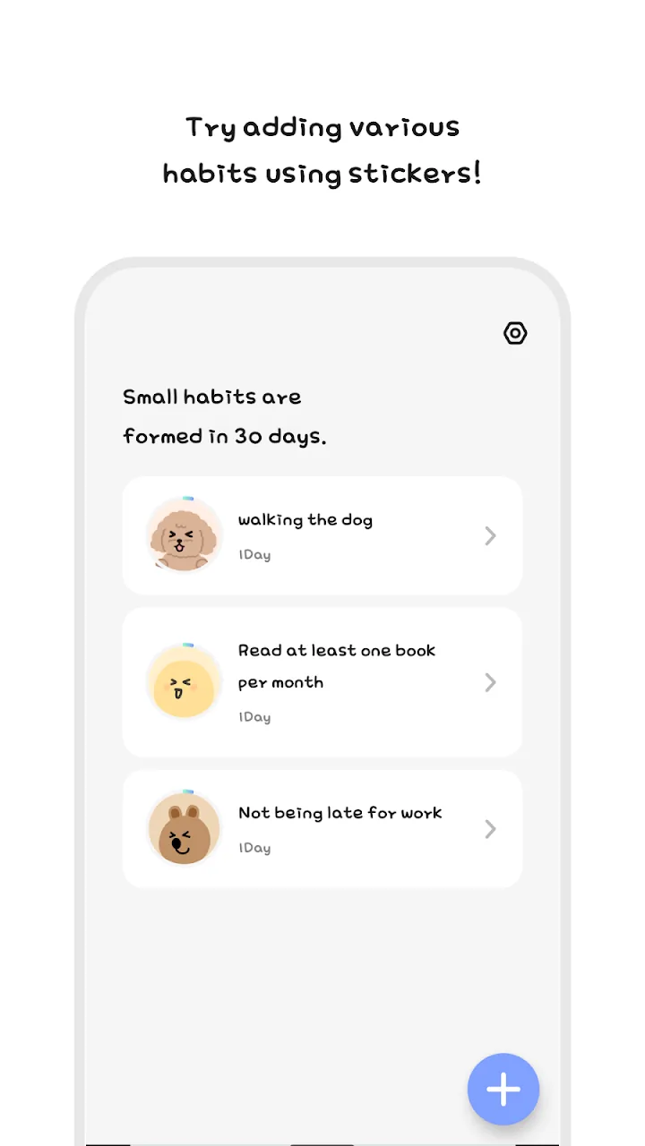 Adding habits with stickers