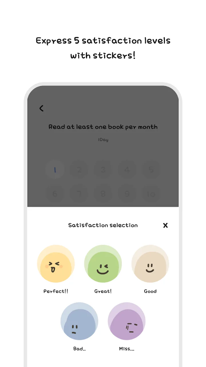 Choosing one of 5 satisfaction stickers