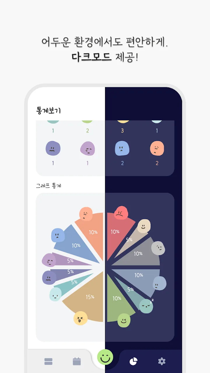 라이트 모드와 다크 모드 비교 화면